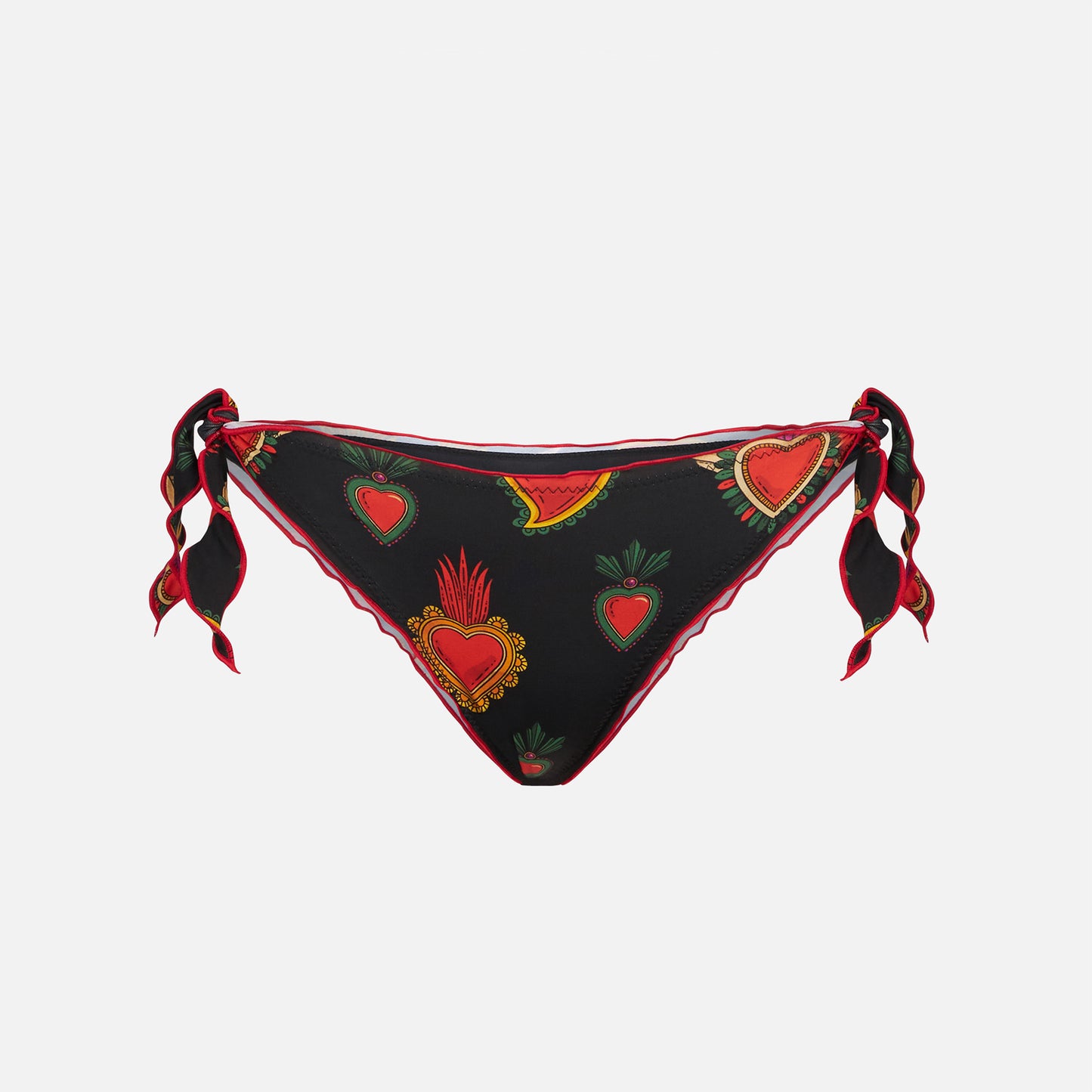 Woman ruffled cheeky swim briefs with heart print - MC2 Saint Barth