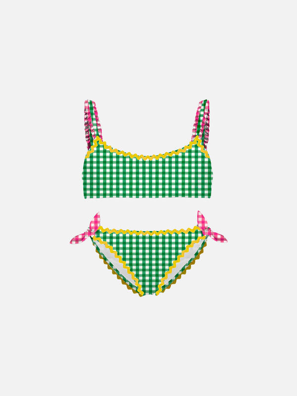 Girl top bikini with gingham print