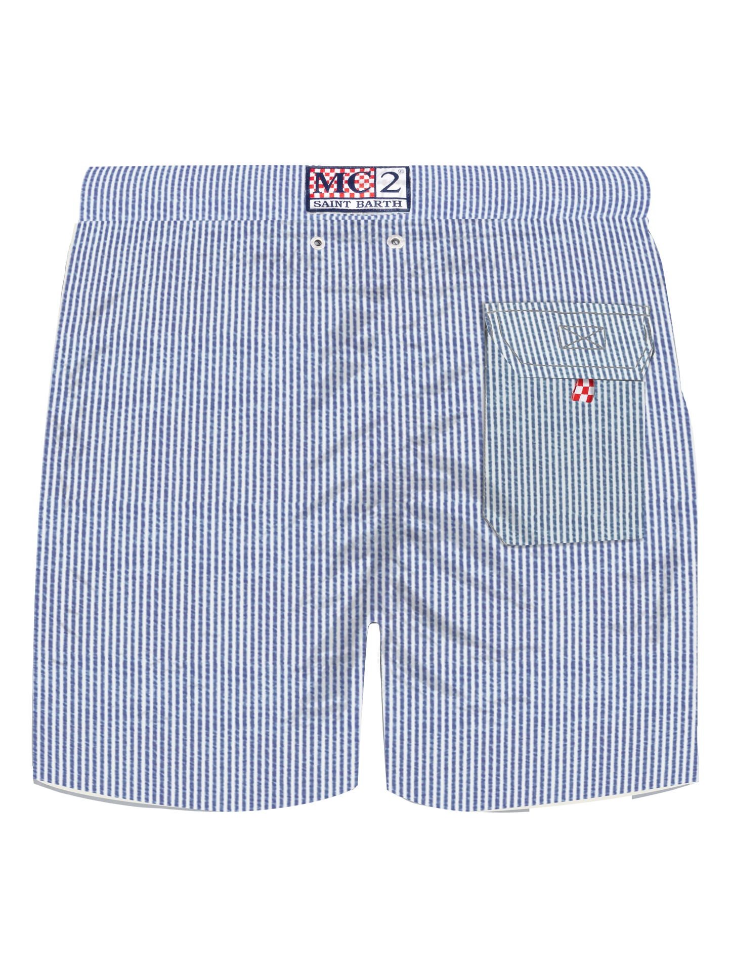 Costume classico leggero Patmos in seersucker a righe bluette