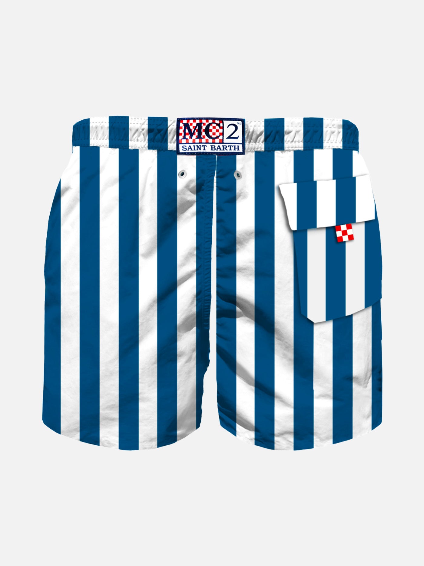 Jungen-Badeshorts mit marineblauen Streifen