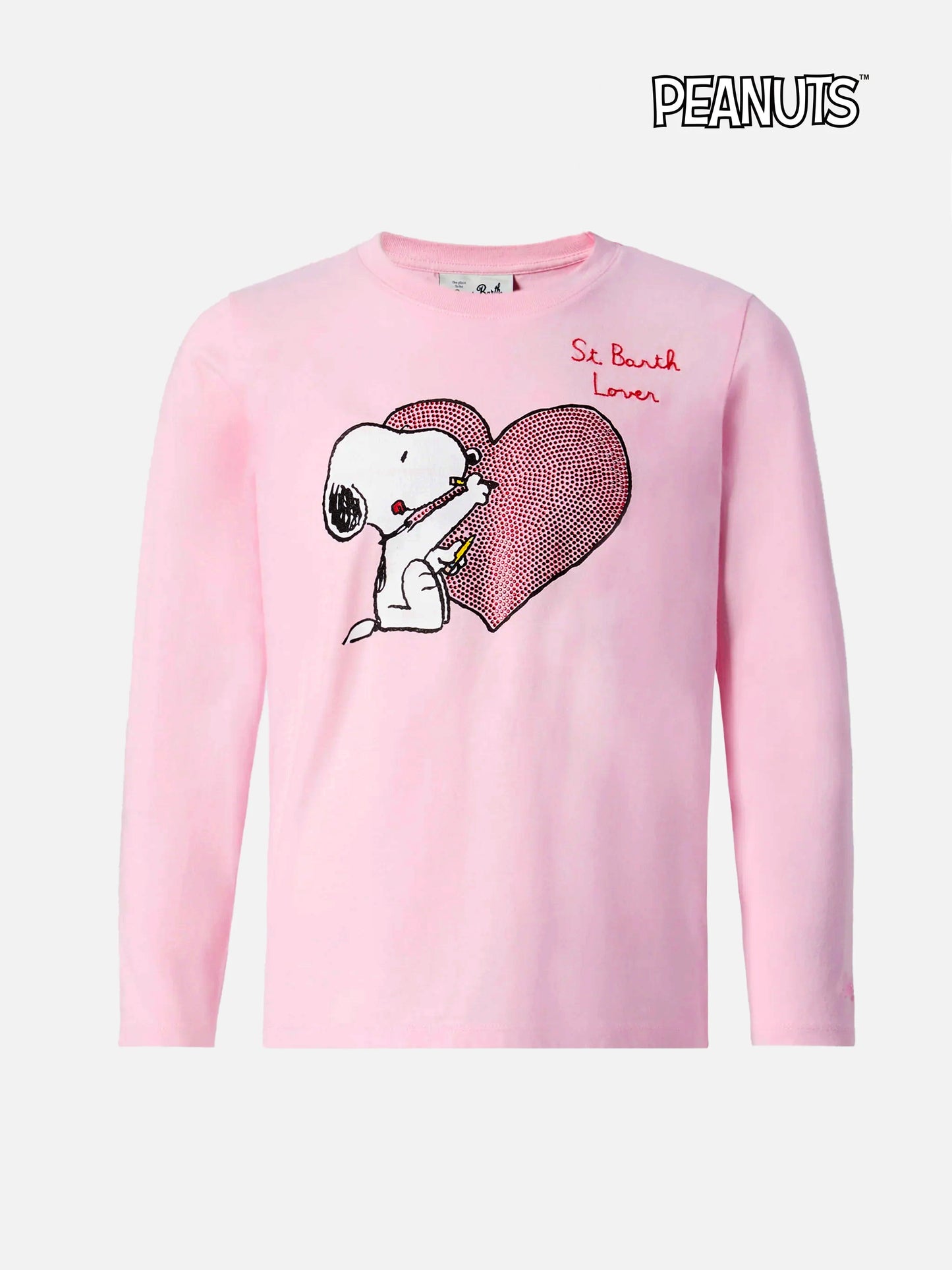 Penny long-sleeve cotton T-shirt in pink with Snoopy print and rhinestone appliqué | PEANUTS SPECIAL EDITION