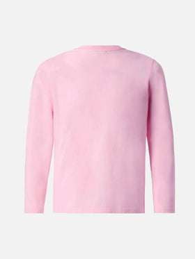 Penny long-sleeve cotton T-shirt in pink with Snoopy print and rhinestone appliqué | PEANUTS SPECIAL EDITION