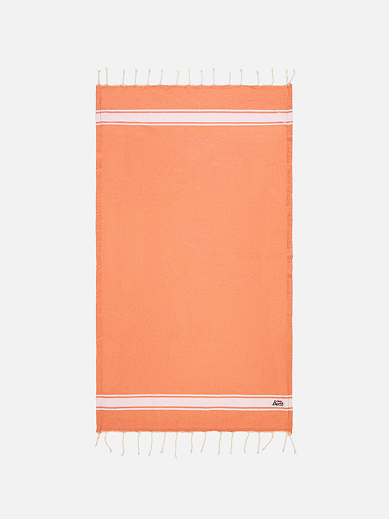 Fouta-Handtuch in Fluo-Orange, doppelt mit Schwamm