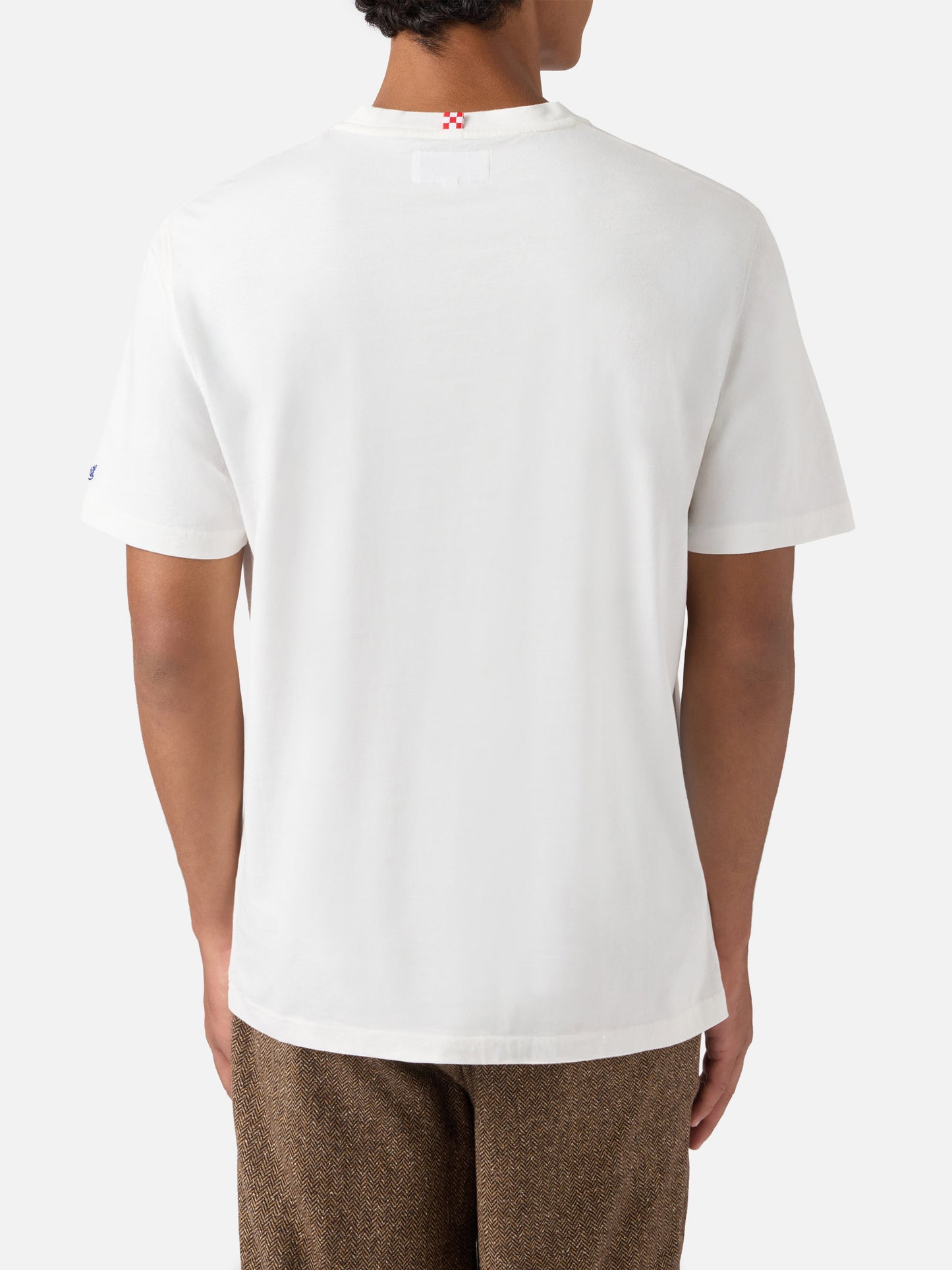 Arnott cotton T-shirt in white with Ce la farò anche sta Vodka embroidery