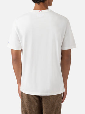 Arnott cotton T-shirt in white with Ce la farò anche sta Vodka embroidery