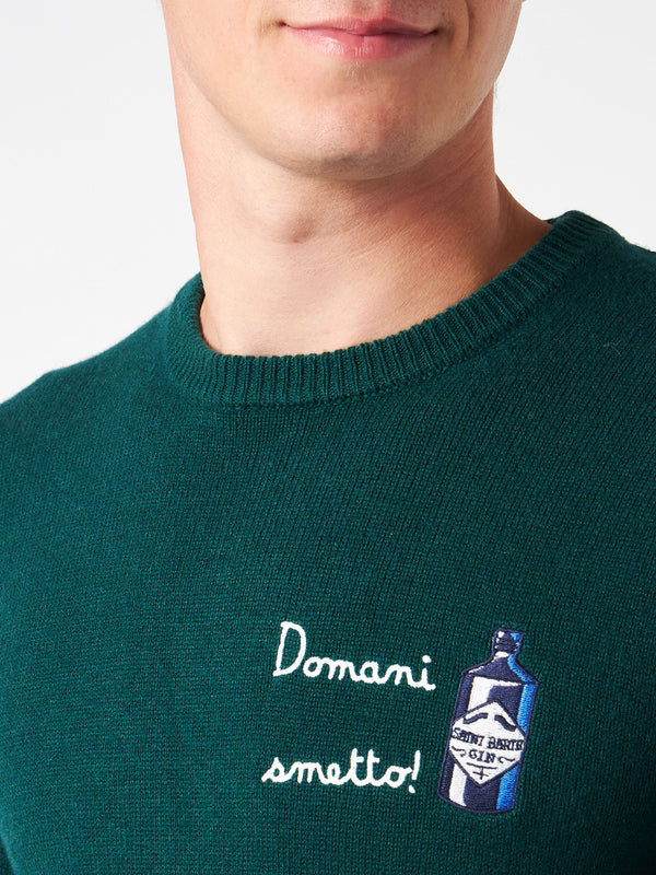 Maglia da uomo girocollo con ricamo Domani Smetto