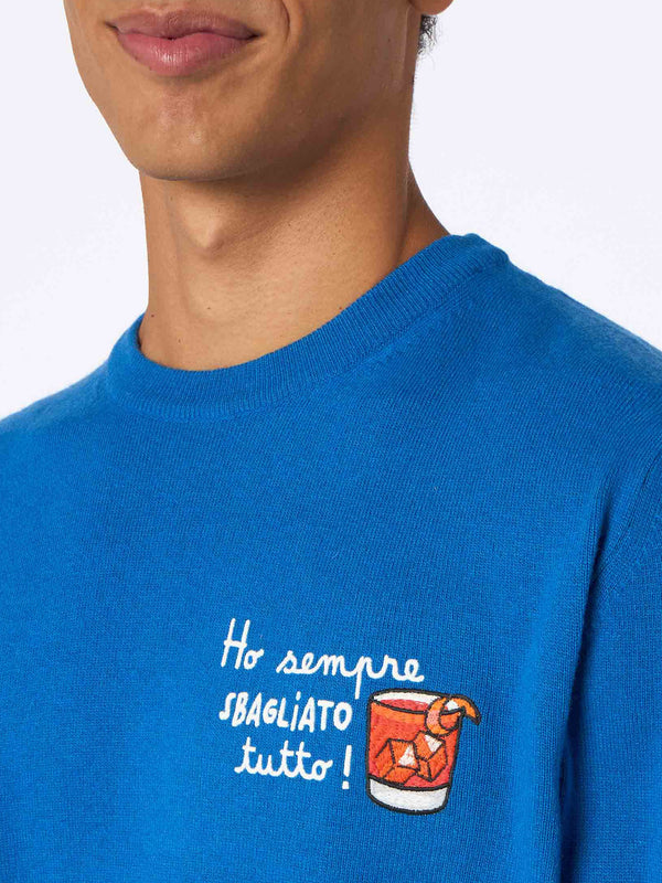 Maglia da uomo blu ski Heron con ricamo Ho sempre sbagliato tutto