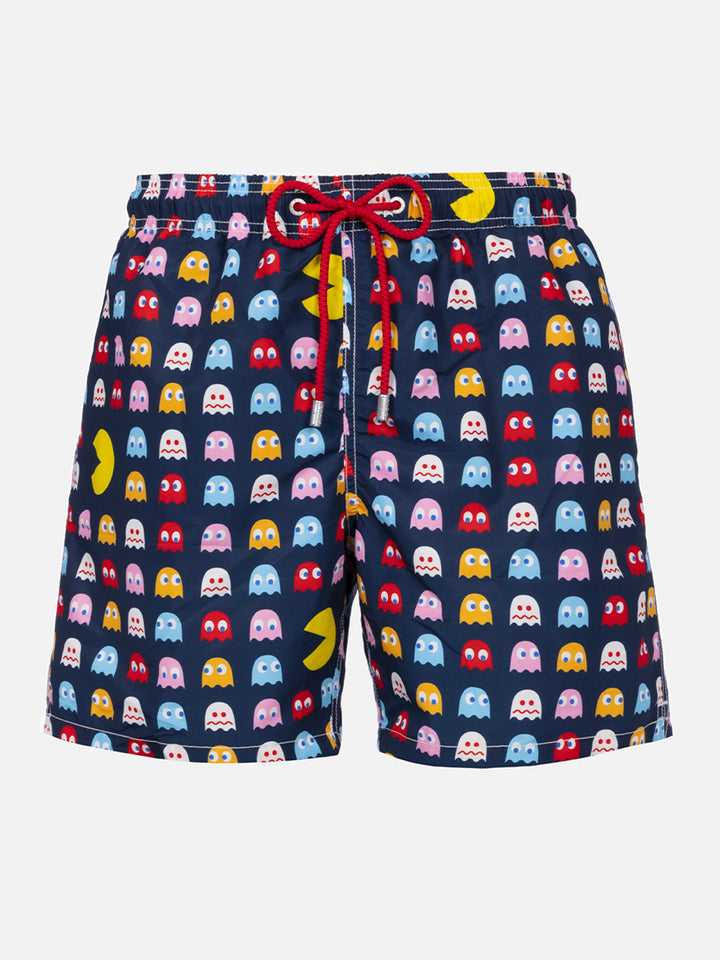 Mittellange Gustavia-Badeshorts für Herren mit Pac-Man-Aufdruck | PAC MAN SONDEREDITION