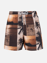 Mittellange Gustavia-Badeshorts für Herren mit Foto-Sonnenuntergang-Print|  AI CO-CREATED DESIGN BY RICKDICK - POWERED BY RED-EYE