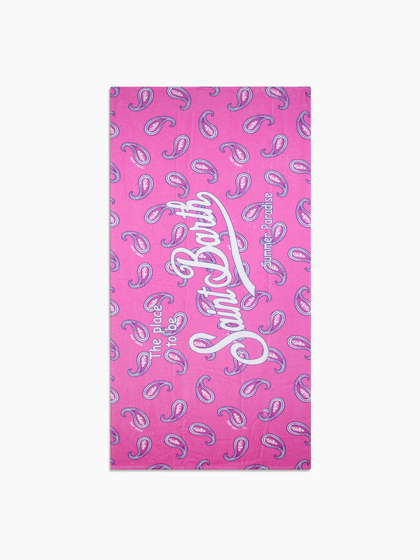 Weiches Frottee-Strandtuch mit rosa Paisley-Print