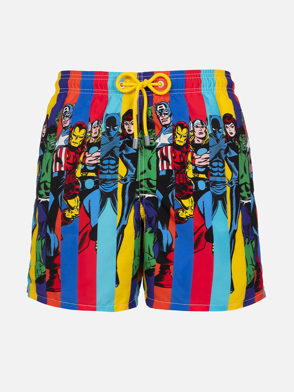 Mittellange Gustavia-Badeshorts für Herren mit aufgedruckten Marvel-Figuren| MARVEL-SONDERAUSGABE