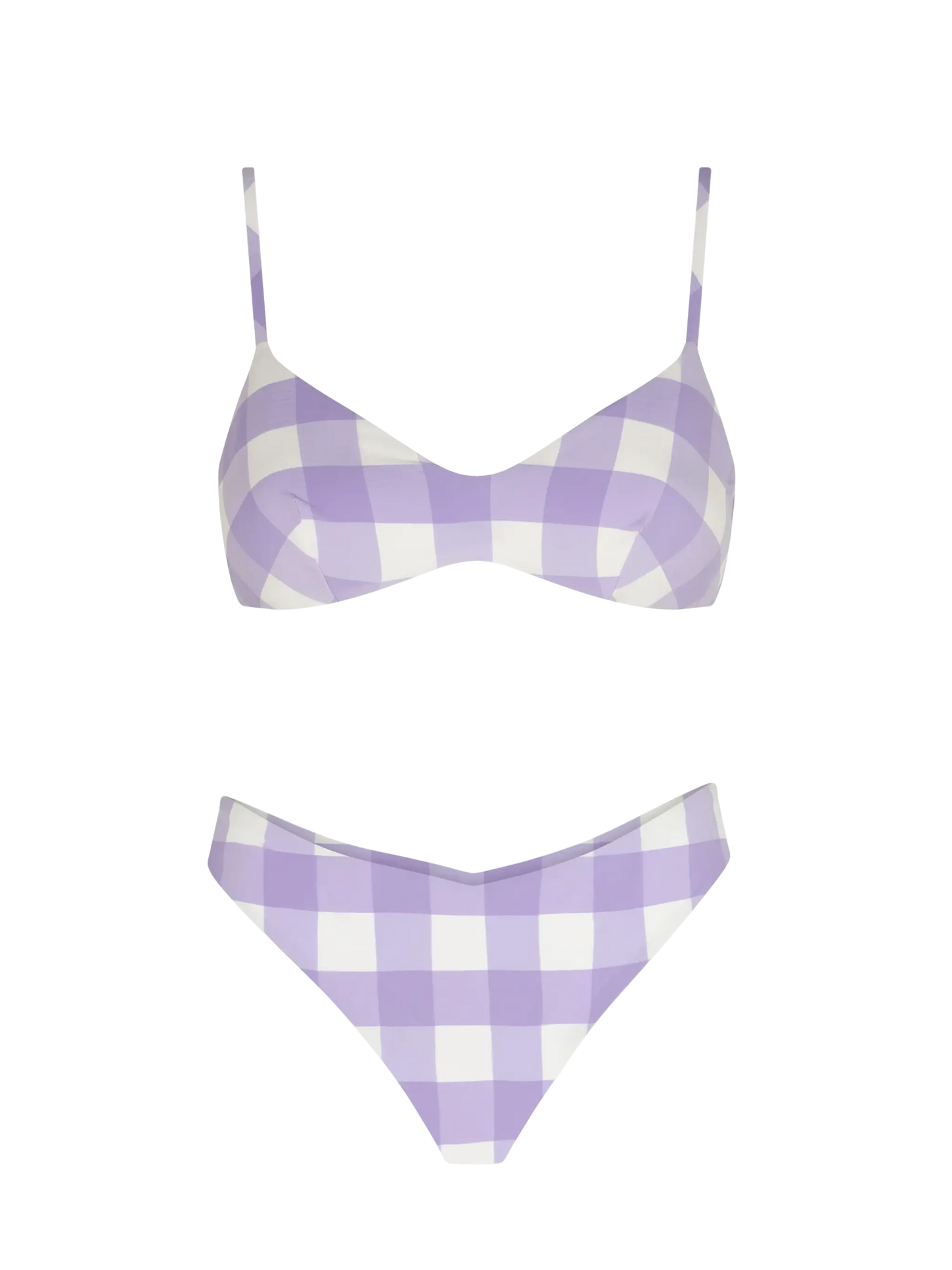 Bikini da donna a triangolo con stampa vichy