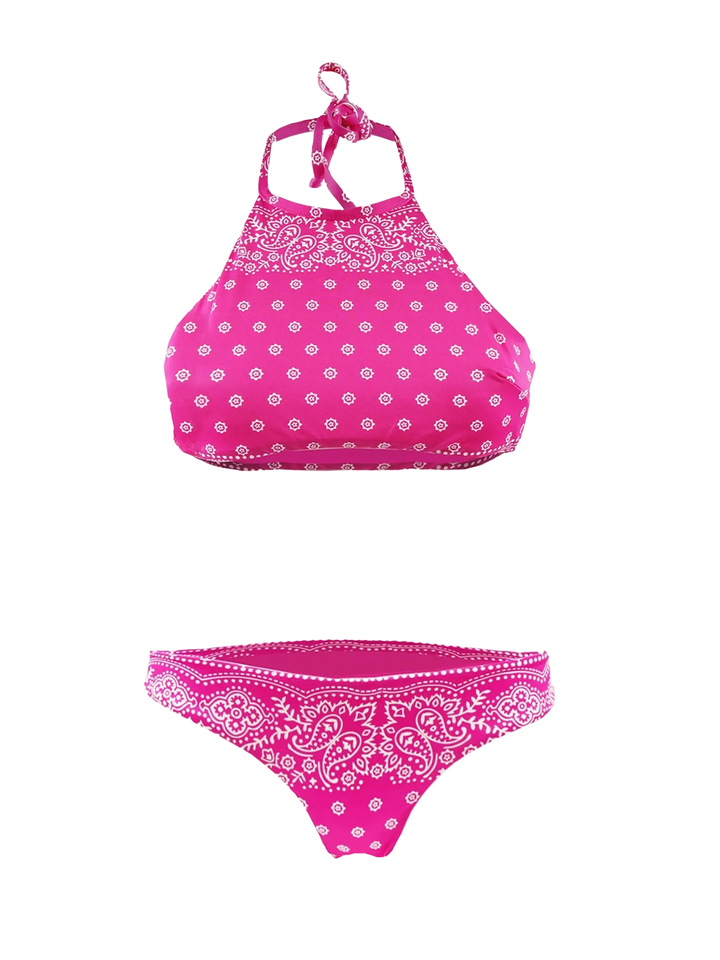 Neckholder-Bikini-Top mit Bandana-Print