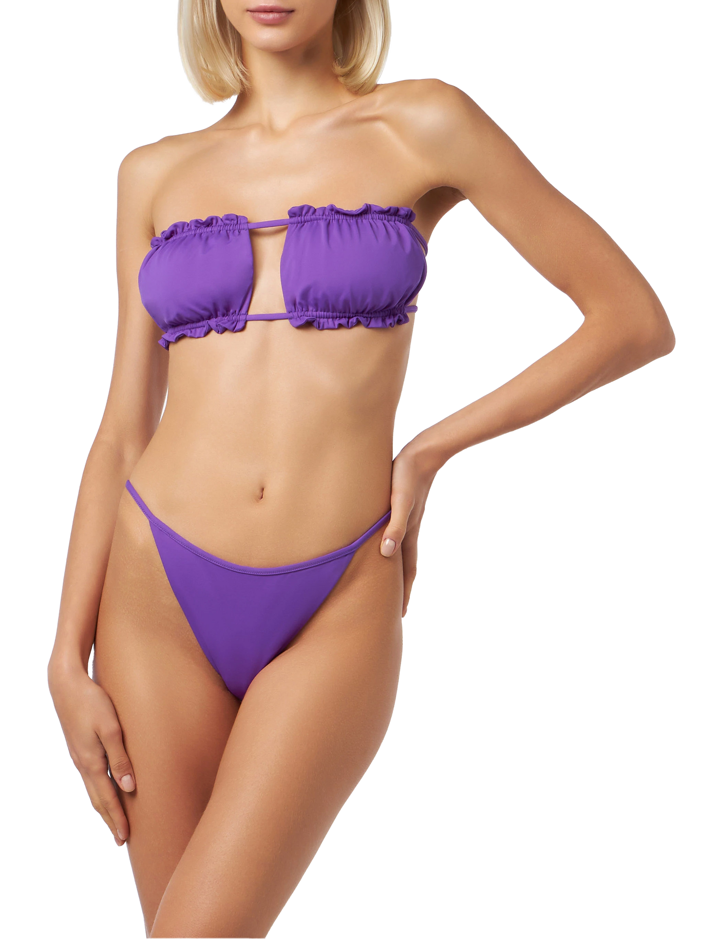 Lilafarbener Bandeau-Top-Badeanzug für Damen