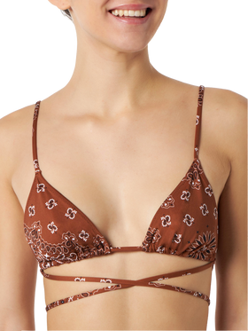 Bikini da donna a triangolo bandana con slip da bagno sgambato