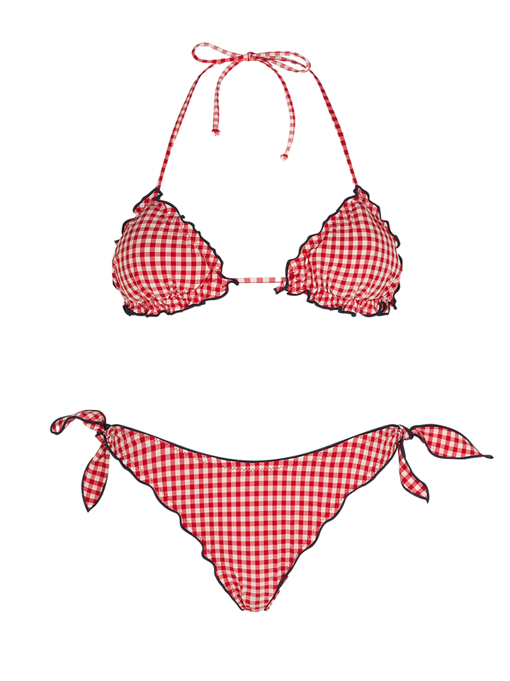 Bikini da donna a triangolo con stampa vichy