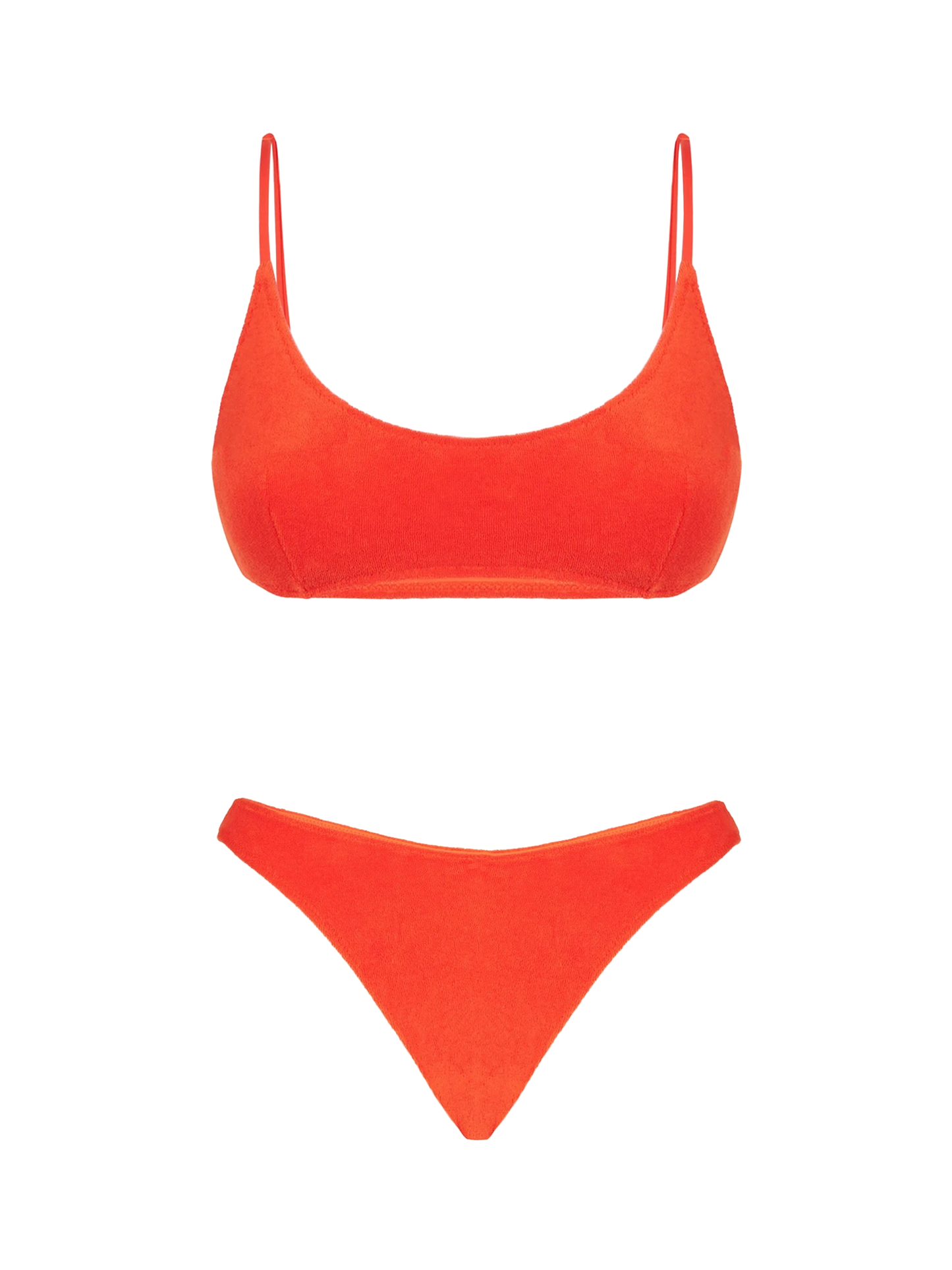 Woman orange terry bralette bikini