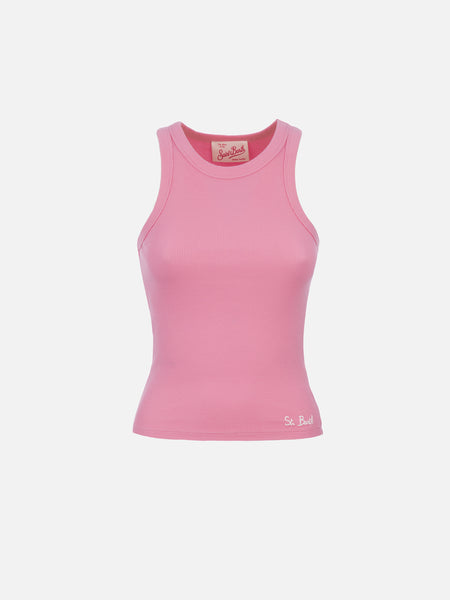 Pink Ada rib-knit tank top – MC2 Saint Barth
