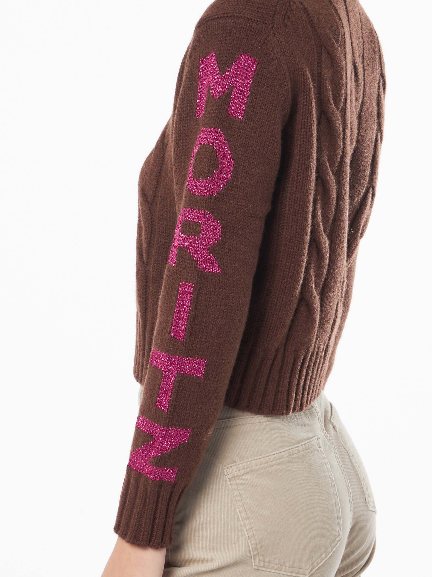 Rollkragenpullover für Damen mit Zopfmuster und Saint Moritz-Jacquard