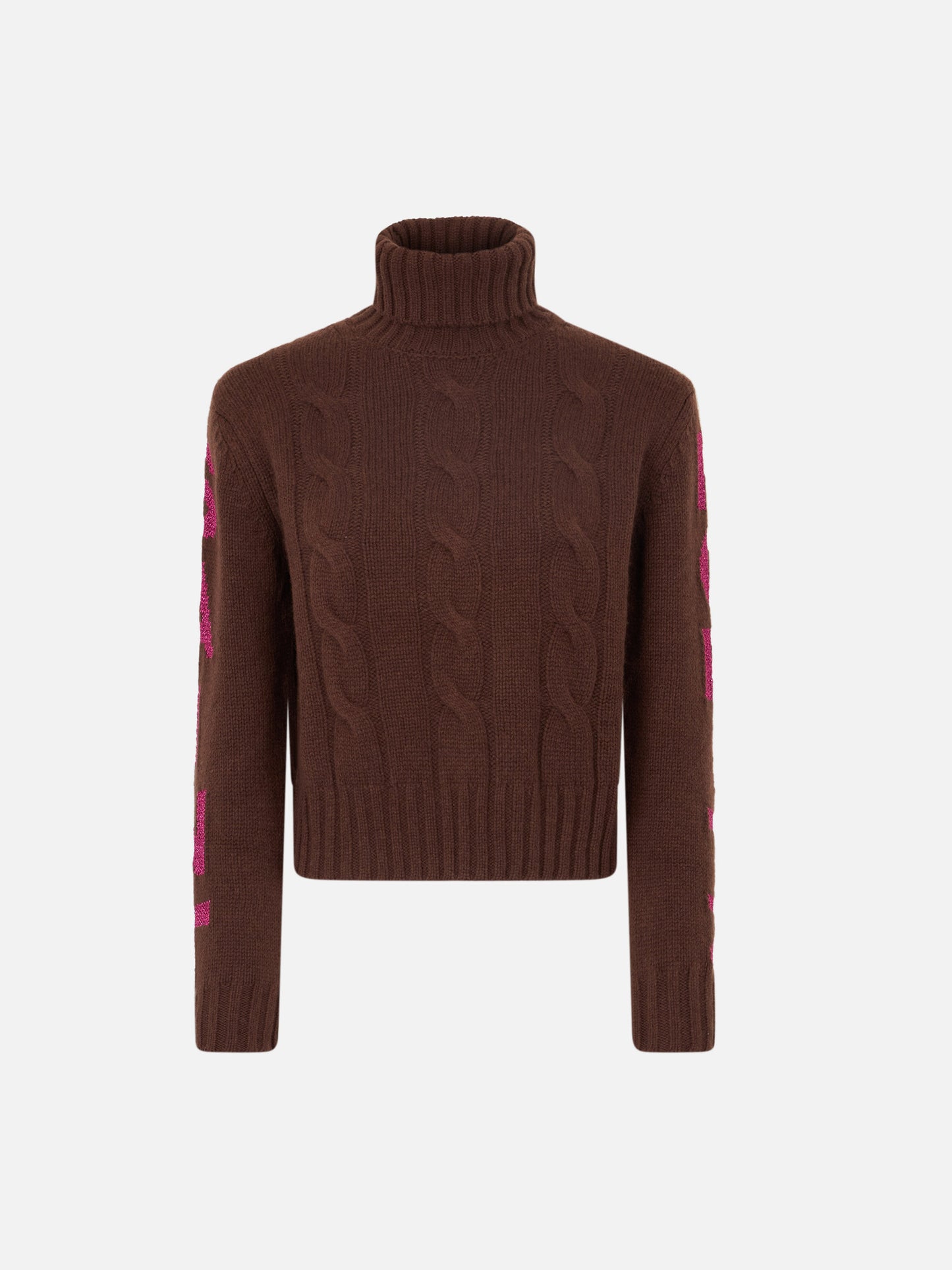Rollkragenpullover für Damen mit Zopfmuster und Saint Moritz-Jacquard