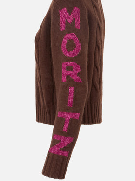 Rollkragenpullover für Damen mit Zopfmuster und Saint Moritz-Jacquard