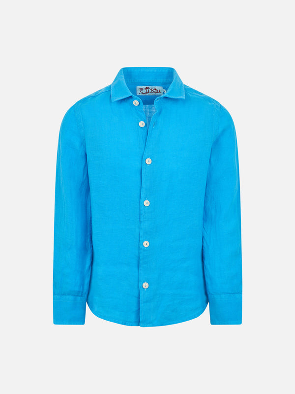 Kid turquoise linen shirt Agnes