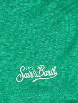 T-shirt da bambino in jersey di lino verde Alex