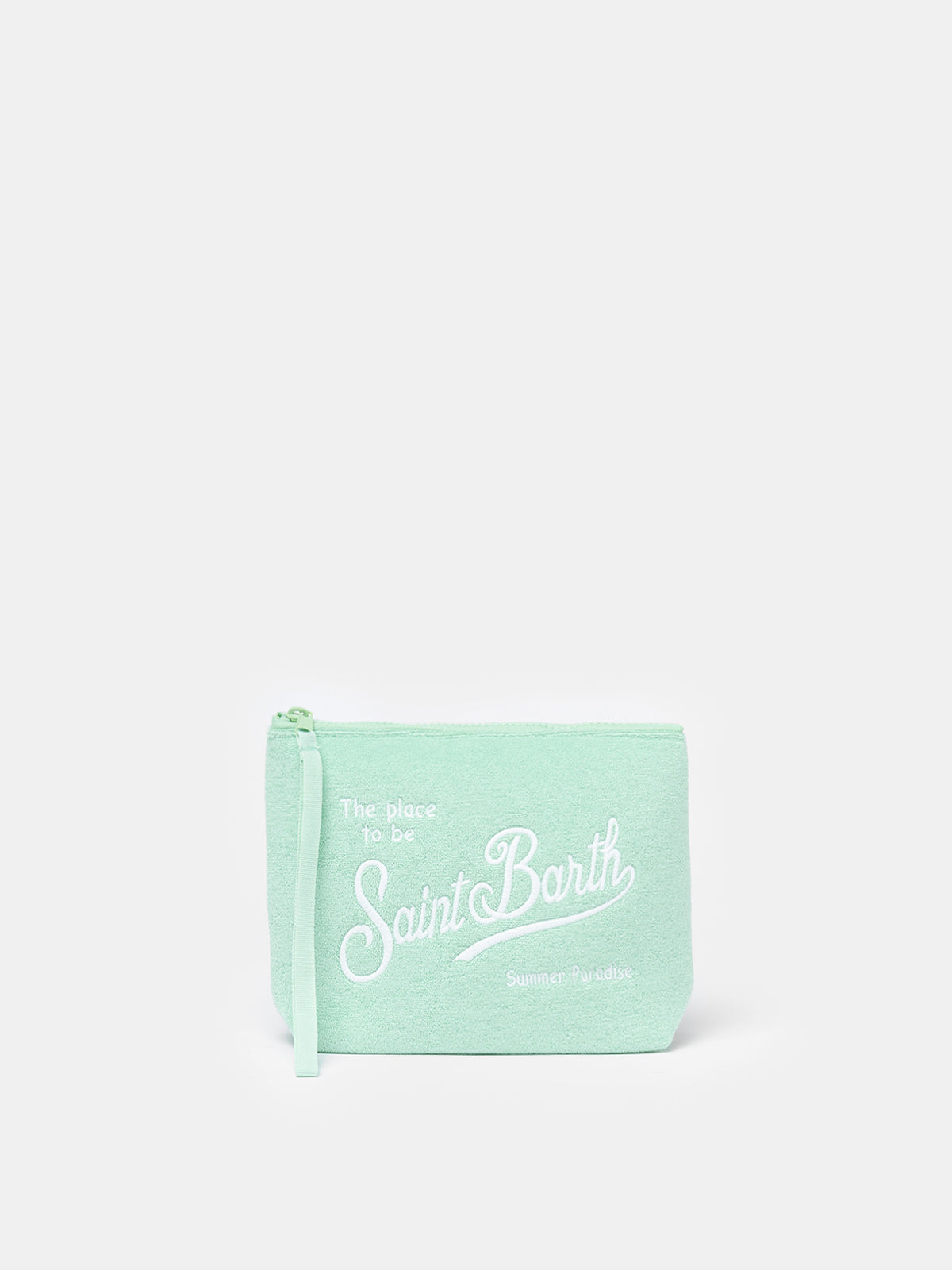 Salbeigrüne Frottee-Pochette Aline