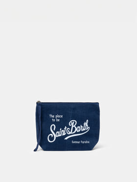 Pochette Aline in lino blu