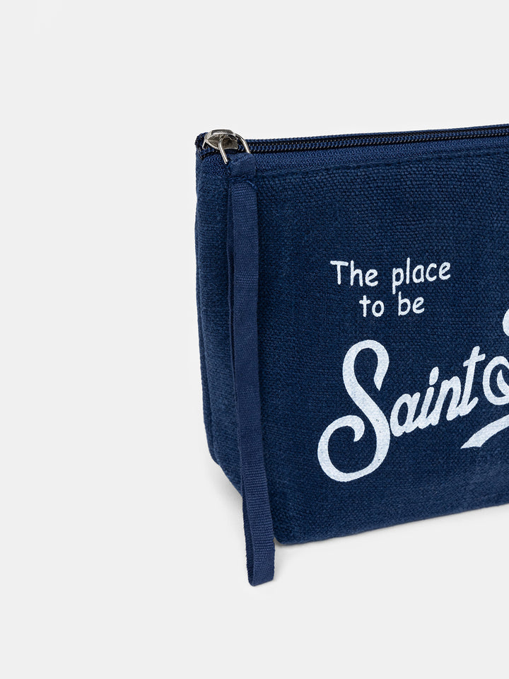 Pochette Aline in lino blu