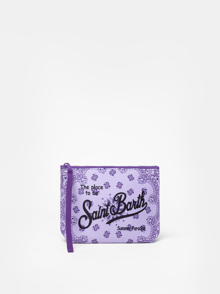 Lilac bandanna scuba pochette Aline