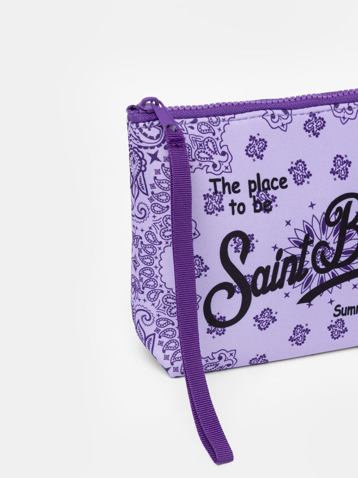 Lilac bandanna scuba pochette Aline