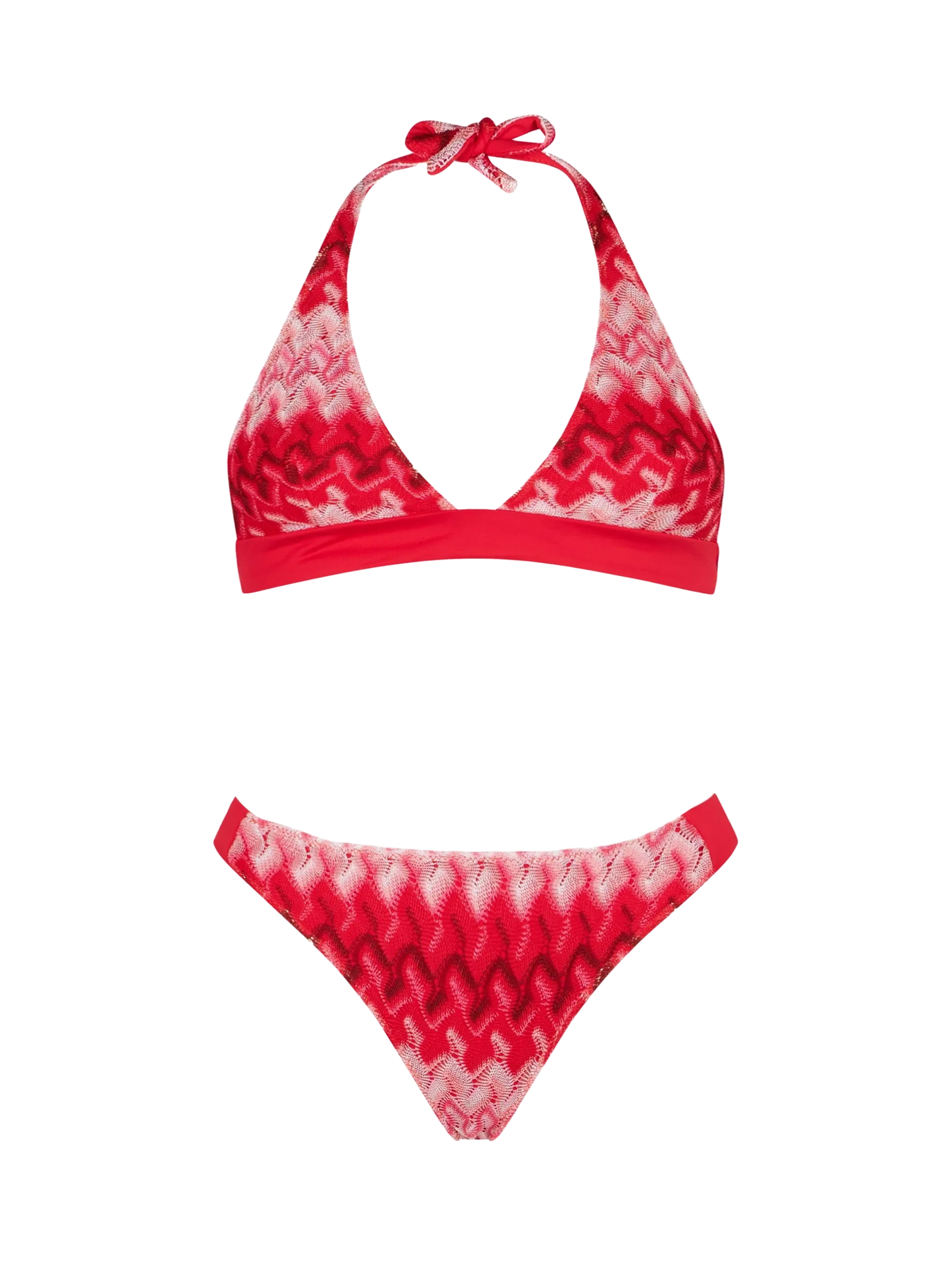Mehrfarbiger roter Chevron-Strick-Triangel-Bikini