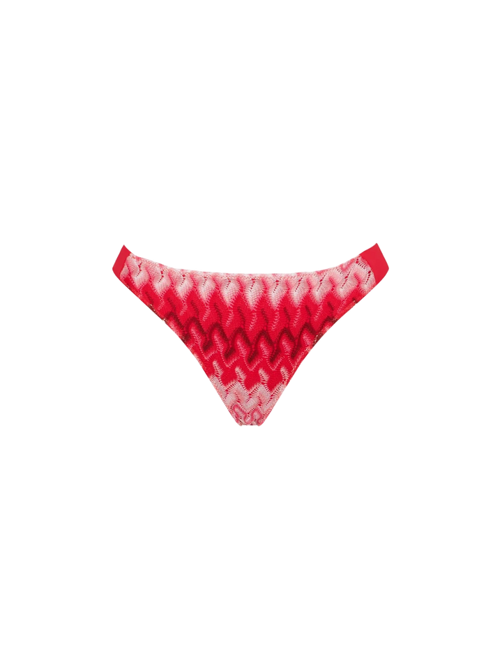 Bikini a triangolo rosso multicolore in maglia chevron