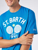 Man heavy cotton t-shirt with St. Barth padel club print