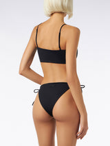 Bikini da donna a fascia nero con strass