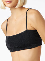 Top donna a fascia nero con strass