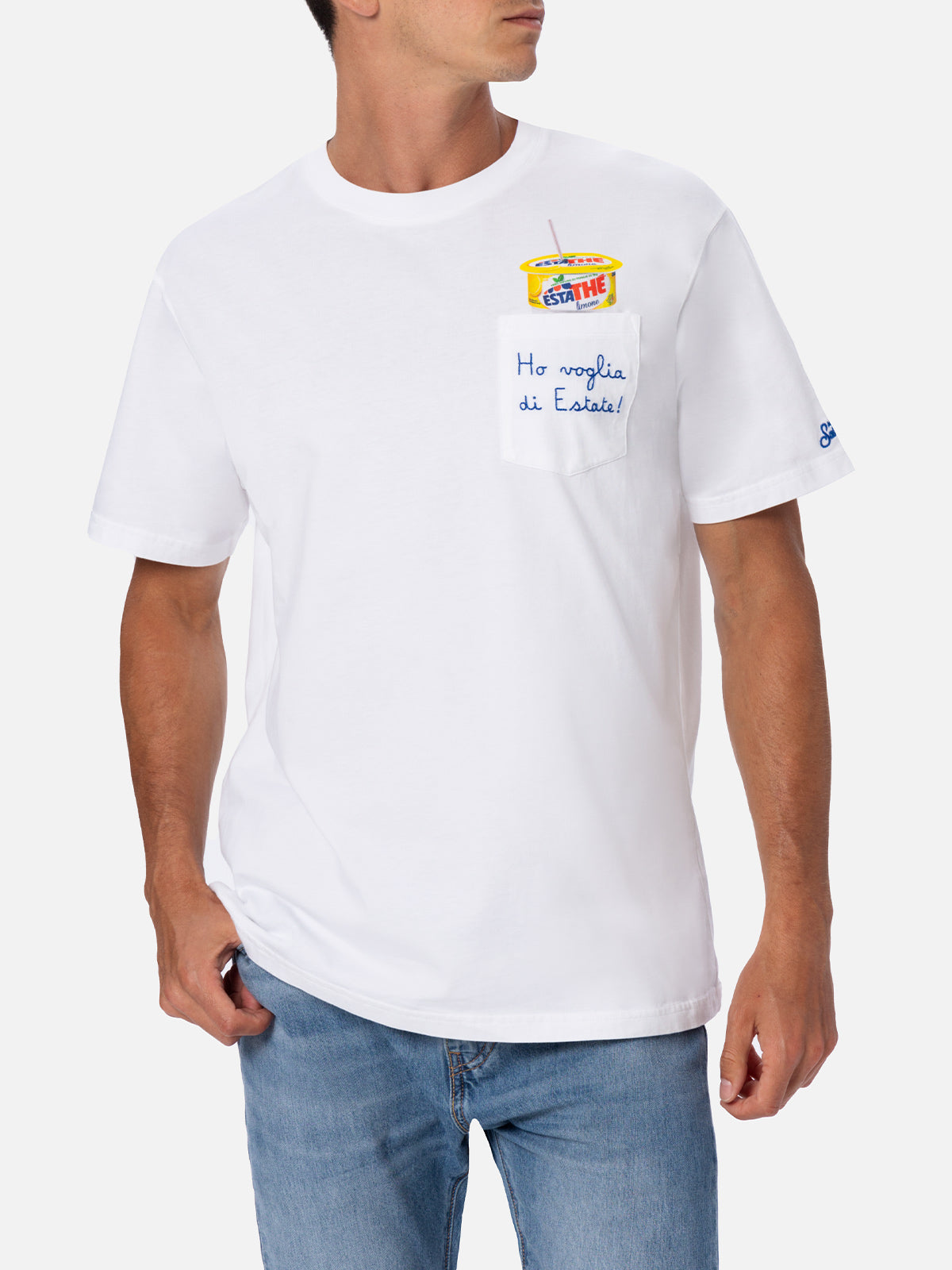 Man cotton t-shirt Austin with Estathé embroidery | ESTATHE' SPECIAL EDITION