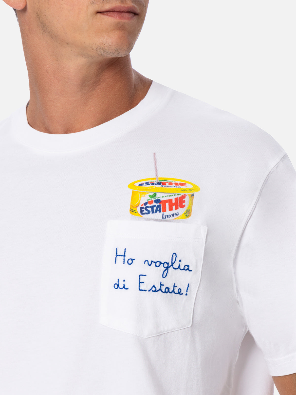 Man cotton t-shirt Austin with Estathé embroidery | ESTATHE' SPECIAL EDITION