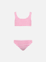 Pink striped crinkle classic bralette bikini Baker