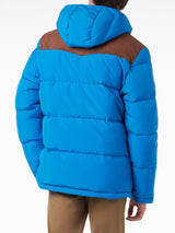 Blaue Daunenjacke für Herren mit Kapuze