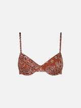 Bralette con ferretto stampa bandana marrone