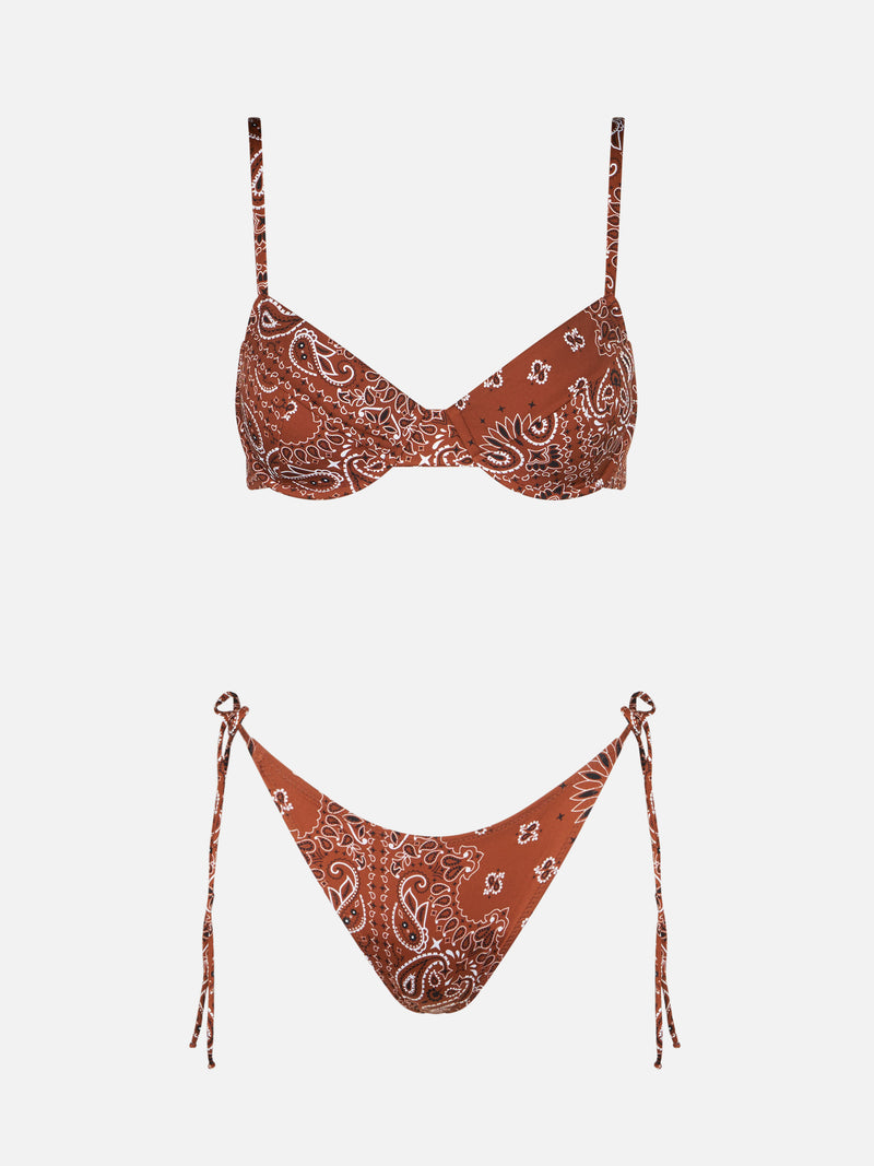 Woman bralette bikini with bandanna print