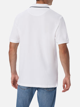 Polo da uomo in piquet di cotone bianco Beverly Hills