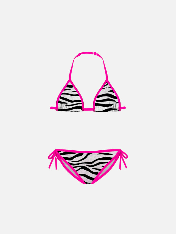 Girl triangle bikini with zebra print