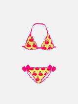 Girl triangle bikini with flamingo print