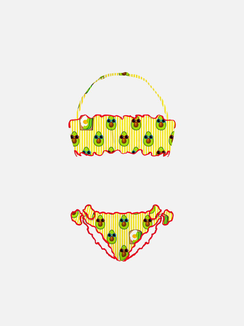 Girl bandeau bikini with avocado print