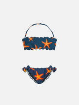 Mädchen-Bandeau-Bikini mit Seestern-Print