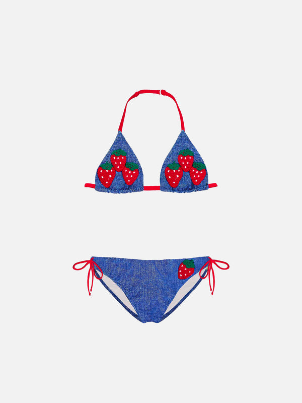 Girl bikini strawberry denim