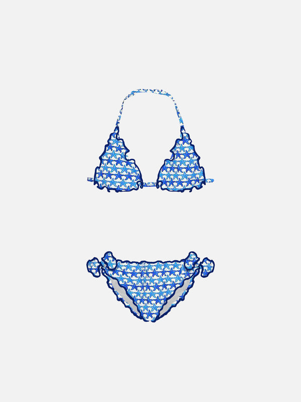 Mädchen-Triangel-Bikini mit Seestern-Print